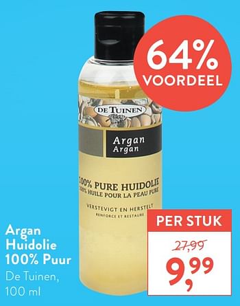 Promoties Argan huidolie 100% puur de tuinen - De Tuinen - Geldig van 22/02/2021 tot 21/03/2021 bij Holland & Barret
