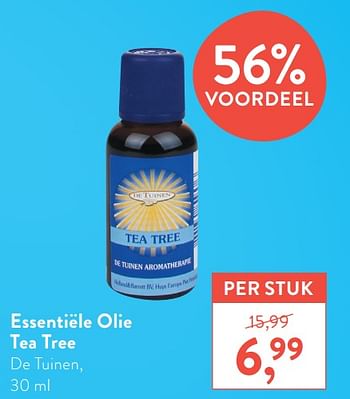 Promoties Essentiële olie tea tree de tuinen - De Tuinen - Geldig van 22/02/2021 tot 21/03/2021 bij Holland & Barret