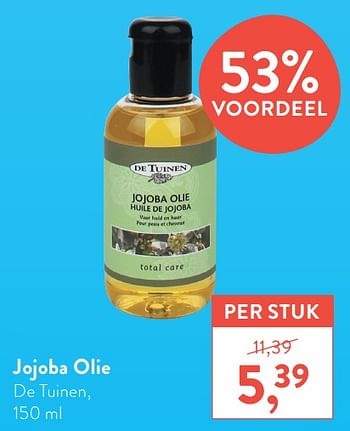 Promoties Jojoba olie de tuinen - De Tuinen - Geldig van 22/02/2021 tot 21/03/2021 bij Holland & Barret