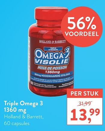 Promoties Triple omega 3 holland + barrett - Huismerk - Holland & Barrett - Geldig van 22/02/2021 tot 21/03/2021 bij Holland & Barret