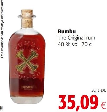 Promoties Bumbu the original rum - Bumbu - Geldig van 24/02/2021 tot 09/03/2021 bij Colruyt