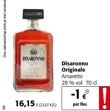 Promoties Disaronno originale amaretto - Disaronno - Geldig van 24/02/2021 tot 09/03/2021 bij Colruyt