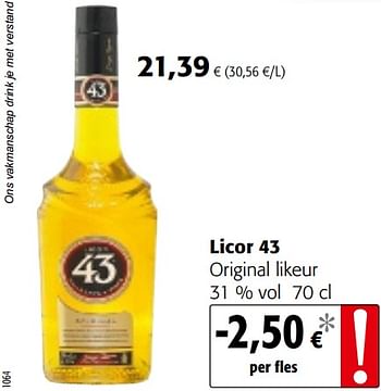 Promotions Licor 43 original likeur - Licor 43 - Valide de 24/02/2021 à 09/03/2021 chez Colruyt