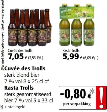Promotions Cuvée des trolls sterk blond bier - Cuvée des Trolls - Valide de 24/02/2021 à 09/03/2021 chez Colruyt