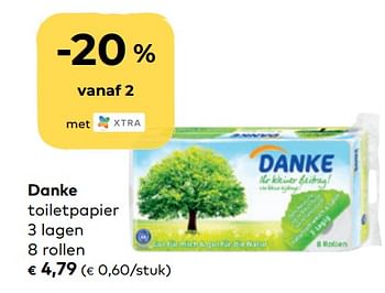 Promoties Danke toiletpapier 3 lagen - Danke - Geldig van 24/02/2021 tot 23/03/2021 bij Bioplanet