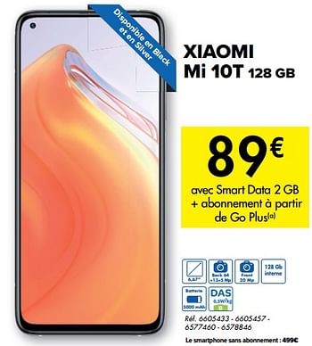 Promotions Xiaomi mi 10t 128 gb - Xiaomi - Valide de 24/02/2021 à 08/03/2021 chez Carrefour