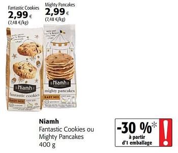 Promotions Niamh fantastic cookies ou mighty pancakes - Niamh - Valide de 24/02/2021 à 09/03/2021 chez Colruyt