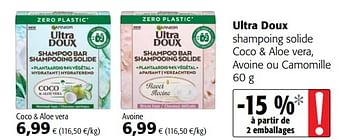 Promoties Ultra doux shampoing solide coco + aloe vera, avoine ou camomille - Garnier - Geldig van 24/02/2021 tot 09/03/2021 bij Colruyt