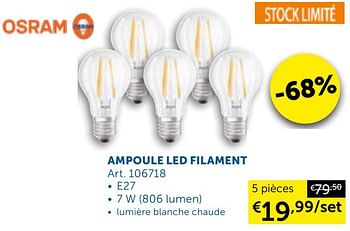 Promotions Ampoule led filament - Osram - Valide de 02/03/2021 à 29/03/2021 chez Zelfbouwmarkt