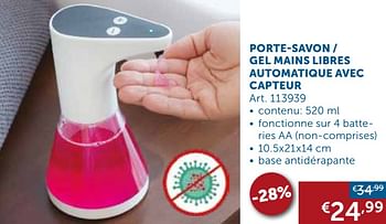 Promotions Porte-savon - gel mains libres automatique avec capteur - Produit maison - Zelfbouwmarkt - Valide de 02/03/2021 à 29/03/2021 chez Zelfbouwmarkt
