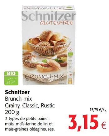 Promotions Schnitzer brunch-mix grainy, classic, rustic - Schnitzer - Valide de 24/02/2021 à 09/03/2021 chez Colruyt