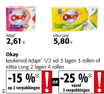 Promoties Okay keukenrol adapt` of extra long - Huismerk - Okay  - Geldig van 24/02/2021 tot 09/03/2021 bij Colruyt