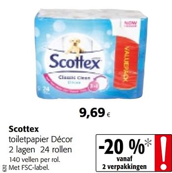 Promotions Scottex toiletpapier décor - Scottex - Valide de 24/02/2021 à 09/03/2021 chez Colruyt