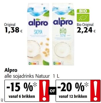 Promoties Alpro alle sojadrinks natuur - Alpro - Geldig van 24/02/2021 tot 09/03/2021 bij Colruyt