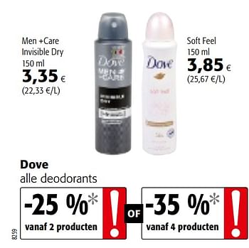 Promotions Dove alle deodorants - Dove - Valide de 24/02/2021 à 09/03/2021 chez Colruyt