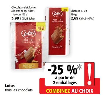 Promotions Lotus tous les chocolats - Lotus Bakeries - Valide de 24/02/2021 à 09/03/2021 chez Colruyt
