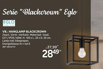 Promoties : hanglamp blackcrown - Eglo - Geldig van 03/03/2021 tot 15/03/2021 bij Brico