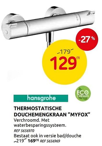 Promoties Thermostatische douchemengkraan. my fox - Hansgrohe - Geldig van 03/03/2021 tot 15/03/2021 bij Brico