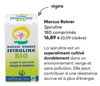 Promotions Marcus rohrer spiruline - Marcus Rohrer - Valide de 24/02/2021 à 23/03/2021 chez Bioplanet