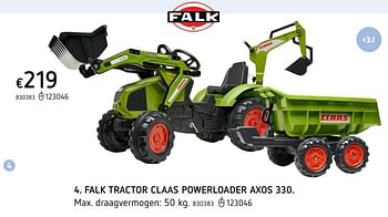 Promoties Falk tractor claas powerloader axos 330. - Falk - Geldig van 08/03/2021 tot 30/06/2021 bij Dreamland
