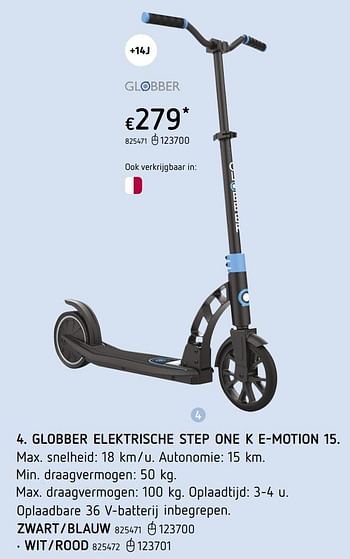 Promoties Globber elektrische step one k e-motion 15 zwart/blauw - Globber - Geldig van 08/03/2021 tot 30/06/2021 bij Dreamland