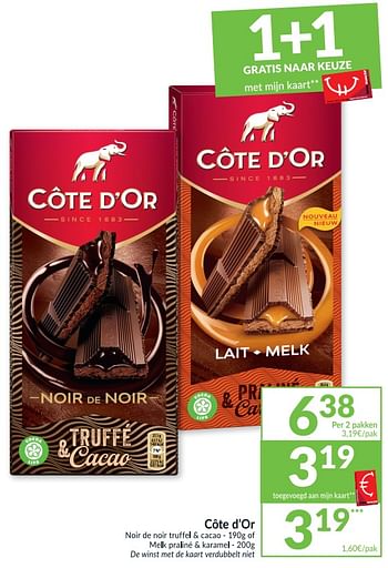 Promoties Côte d`or noir de noir truffel + cacao - Cote D'Or - Geldig van 02/03/2021 tot 07/03/2021 bij Intermarche