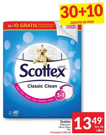 Promoties Scottex toiletpapier classic clean - Scottex - Geldig van 02/03/2021 tot 07/03/2021 bij Intermarche
