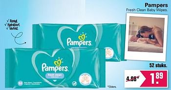 Promoties Pampers fresh clean baby wipes - Pampers - Geldig van 24/02/2021 tot 13/03/2021 bij De Online Drogist