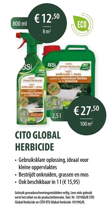 Promoties Cito global herbicide - BSI - Geldig van 21/02/2021 tot 30/10/2021 bij Multi Bazar