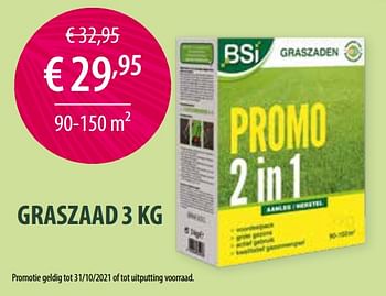 Promoties Graszaad 3 kg - BSI - Geldig van 21/02/2021 tot 30/10/2021 bij Multi Bazar