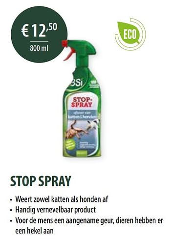 Promotions Katten, honden en vogels stop spray - BSI - Valide de 21/02/2021 à 30/10/2021 chez Multi Bazar