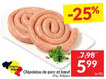 Promotions Chipolatas de porc et boeuf - Produit maison - Intermarche - Valide de 02/03/2021 à 07/03/2021 chez Intermarche