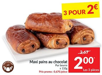 Promotions Maxi pains au chocolat pur beurre - Produit maison - Intermarche - Valide de 02/03/2021 à 07/03/2021 chez Intermarche