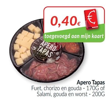 Promoties Apero tapas fuet, chorizo en gouda of salami, gouda en worst - Huismerk - Intermarche - Geldig van 01/03/2021 tot 31/03/2021 bij Intermarche