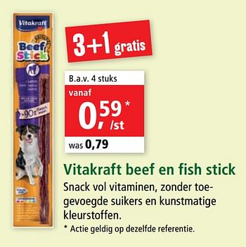 Promoties Vitakraft beef en fish stick - Vitakraft - Geldig van 03/03/2021 tot 10/03/2021 bij Maxi Zoo