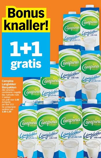 Promoties Campina halfvolle melk - Campina - Geldig van 01/03/2021 tot 07/03/2021 bij Albert Heijn
