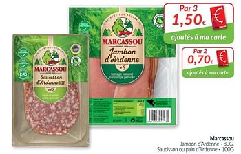 Promoties Marcassou jambon d`ardenne saucisson ou pain d`ardenne - Marcassou - Geldig van 01/03/2021 tot 31/03/2021 bij Intermarche