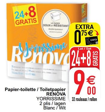 Promoties Papier-toilette - toiletpapier renova yorrissime - Renova - Geldig van 02/03/2021 tot 08/03/2021 bij Cora