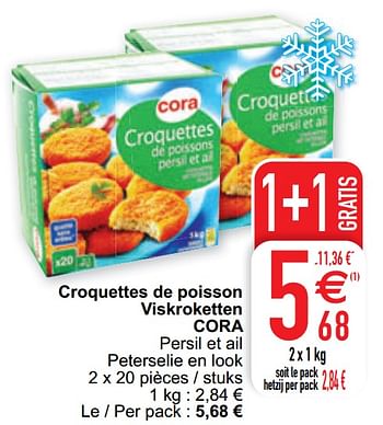 Promotions Croquettes de poisson viskroketten cora - Produit maison - Cora - Valide de 02/03/2021 à 08/03/2021 chez Cora