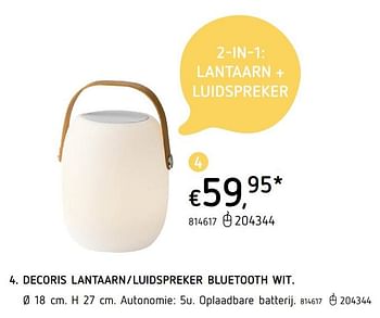 Promoties Decoris lantaarn-luidspreker bluetooth wit - Huismerk - Dreamland - Geldig van 08/03/2021 tot 30/06/2021 bij Dreamland