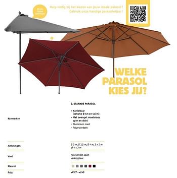 Promotions Staande parasol - Produit maison - Dreamland - Valide de 08/03/2021 à 30/06/2021 chez Dreamland