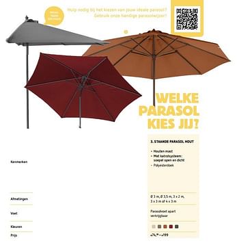 Promoties Staande parasol hout - Huismerk - Dreamland - Geldig van 08/03/2021 tot 30/06/2021 bij Dreamland