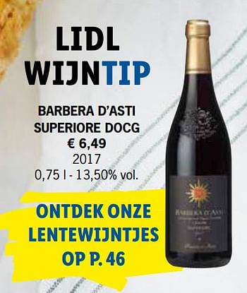 Promoties Barbera d`asti superiore docg - Rode wijnen - Geldig van 01/03/2021 tot 04/04/2021 bij Lidl