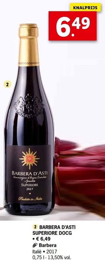 Promotions Barbera d`asti superiore docg - Vins rouges - Valide de 01/03/2021 à 04/04/2021 chez Lidl