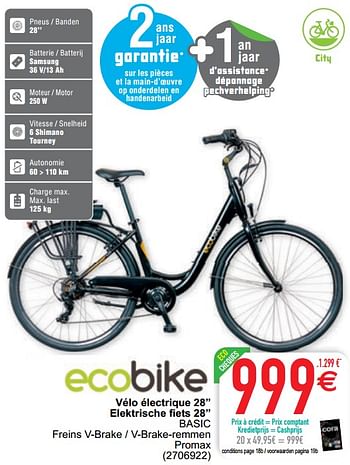 Promoties Vélo électrique 28`` - Eco Bike - Geldig van 02/03/2021 tot 15/03/2021 bij Cora