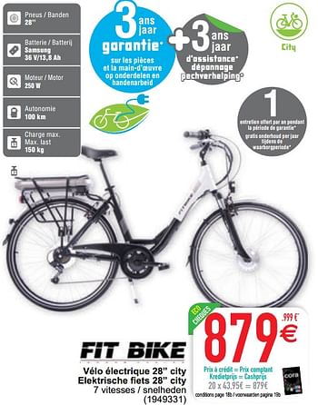 Promotions Vélo électrique 28`` city - FitBike - Valide de 02/03/2021 à 15/03/2021 chez Cora