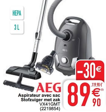 Promoties Aeg aspirateur avec sac stofzuiger met zak vx41gmt - AEG - Geldig van 02/03/2021 tot 15/03/2021 bij Cora