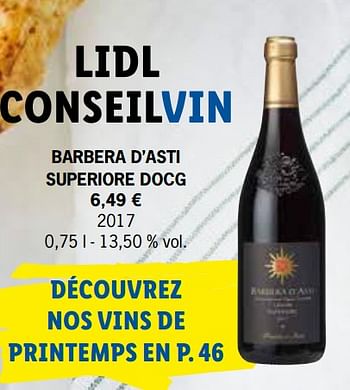 Promotions Barbera d`asti superiore docg - Vins rouges - Valide de 01/03/2021 à 04/04/2021 chez Lidl