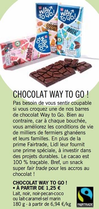 Promoties Chocolat way to go ! - Way To Go - Geldig van 01/03/2021 tot 04/04/2021 bij Lidl