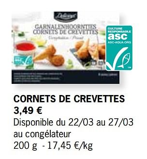 Promotions Cornets de crevettes - Delicieux - Valide de 01/03/2021 à 04/04/2021 chez Lidl